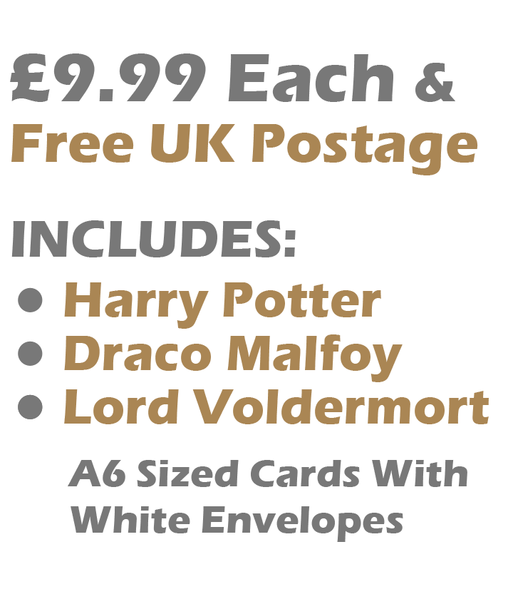 Harry Potter 3 Card Set £9.99 Includes Harry Potter, Draco Malfoy, Lord Voldermort Cards